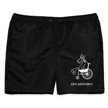 färt behindert, Pferd im Rollstuhl, Lähmung, Pferd - Männer Badeshorts - Schwarz - Vorne - AI Model Male 178 light (178cm)