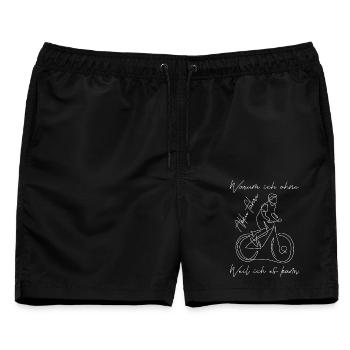 Warum ich ohne Akku fahre Weil ich es kann Fahrrad - Männer Badeshorts - Schwarz - Vorne - AI Model Male 178 light (178cm)