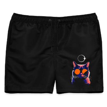 Katze Sonnenbrille Total Eclipse Cat - Männer Badeshorts - Schwarz - Vorne - AI Model Male 178 light (178cm)