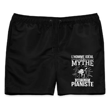 Der ideale Mensch ist ein Mythos, es sei denn, er ist Pianist - Männer Badeshorts - Schwarz - Vorne - AI Model Male 178 light (178cm)