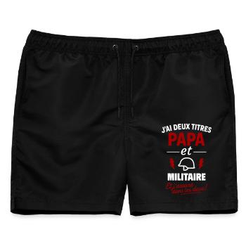 Militär-Vater-Geschenk Vatertags-Weihnachtssoldat - Männer Badeshorts - Schwarz - Vorne - AI Model Male 178 light (178cm)