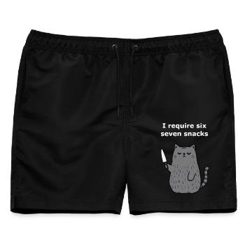 6-7 Internet Meme 6 7 Snack Katze - Männer Badeshorts - Schwarz - Vorne - AI Model Male 178 light (178cm)