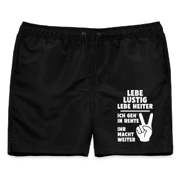 Lustige Rentenbotschaft mit Peacezeichen - Männer Badeshorts - Schwarz - Vorne - AI Model Male 178 light (178cm)