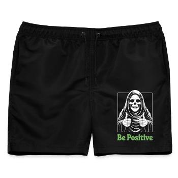 Be Positive Grim Reaper - Männer Badeshorts - Schwarz - Vorne - AI Model Male 178 light (178cm)