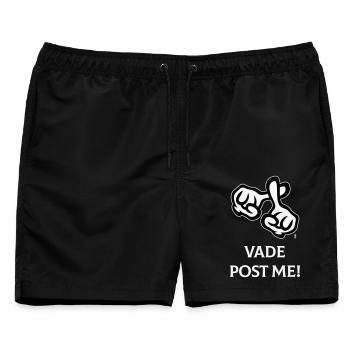 Vade Post Me! (Kreuz / Bibel / Religion / NEG 2C) - Männer Badeshorts - Schwarz - Vorne - AI Model Male 178 light (178cm)