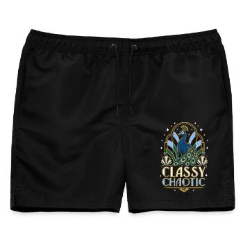 Classy Chaotic Pfau Art Deco - Männer Badeshorts - Schwarz - Vorne - AI Model Male 178 light (178cm)