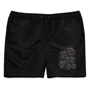 Flammende Horror Totenköpfe mit leuchtenden Augen - Männer Badeshorts - Schwarz - Vorne - AI Model Male 178 light (178cm)