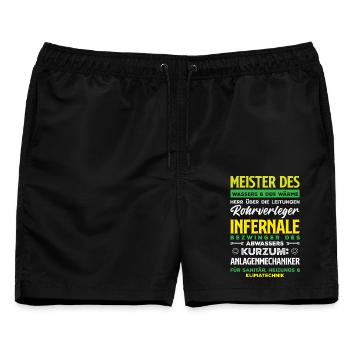 Anlagenmechaniker SHK Sanitär Heizung Handwerk - Männer Badeshorts - Schwarz - Vorne - AI Model Male 178 light (178cm)