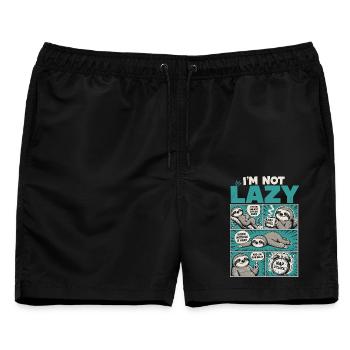 I’m Not Lazy – Faultier im Energiesparmodus - Männer Badeshorts - Schwarz - Vorne - AI Model Male 178 light (178cm)