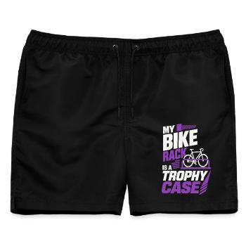 My Bike Rack Is a Trophy Case – Fahrrad Humor - Männer Badeshorts - Schwarz - Vorne - AI Model Male 178 light (178cm)