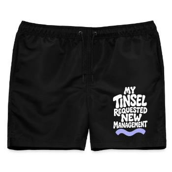 My Tinsel Requested New Management - Männer Badeshorts - Schwarz - Vorne - AI Model Male 178 light (178cm)