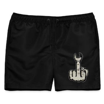 Mittelfinger Stinkefinger Schraubschlüssel Design - Männer Badeshorts - Schwarz - Vorne - AI Model Male 178 light (178cm)