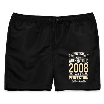 2008 – Aged to Perfection – Limitierte Ausgabe - Männer Badeshorts - Schwarz - Vorne - AI Model Male 178 light (178cm)