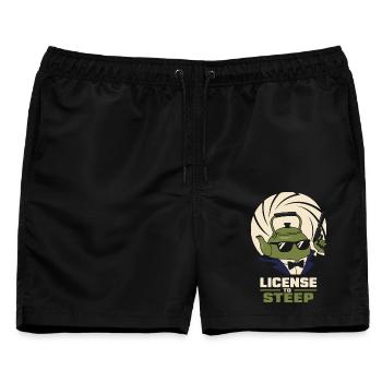 License to Steep – Teekanne Geheimagent Humor - Männer Badeshorts - Schwarz - Vorne - AI Model Male 178 light (178cm)