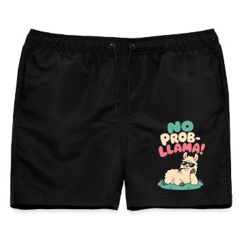 No Prob-Llama – Lässiges Lama mit Sonnenbrille - Männer Badeshorts - Schwarz - Vorne - AI Model Male 178 light (178cm)