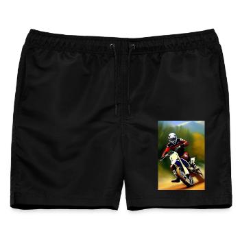 Motocross Fahren - Männer Badeshorts - Schwarz - Vorne - AI Model Male 178 light (178cm)