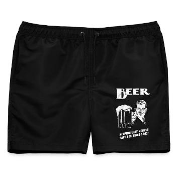 Bierheld Retrohumor Shirt - Männer Badeshorts - Schwarz - Vorne - AI Model Male 178 light (178cm)