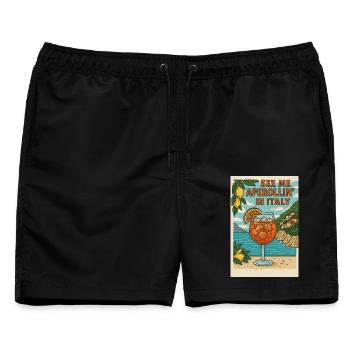 Italienischer Spritz Cartoon Design - Männer Badeshorts - Schwarz - Vorne - AI Model Male 178 light (178cm)