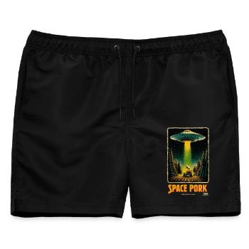 Space Pork - Männer Badeshorts - Schwarz - Vorne - AI Model Male 178 light (178cm)