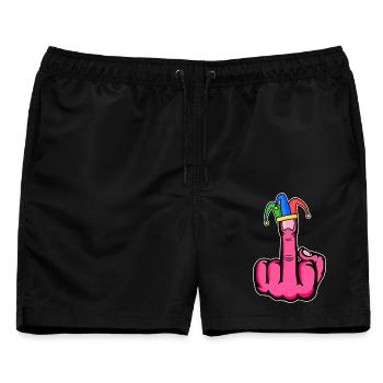 Mittelfinger Stingerfinger Karneval - Männer Badeshorts - Schwarz - Vorne - AI Model Male 178 light (178cm)
