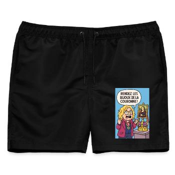 Karikatur Diebstahl des Louvre Pierre Jean. - Männer Badeshorts - Schwarz - Vorne - AI Model Male 178 light (178cm)