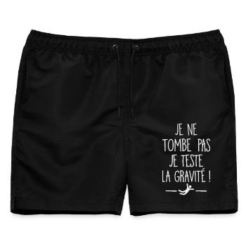 Ich falle nicht, ich teste die Schwerkraft, Humor, Fall - Männer Badeshorts - Schwarz - Vorne - AI Model Male 178 light (178cm)
