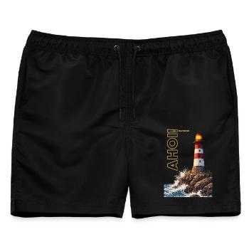AHOI! Matrose - Männer Badeshorts - Schwarz - Vorne - AI Model Male 178 light (178cm)