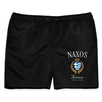 Naxos Griechenland Wappen Krone – Reise Souvenir - Männer Badeshorts - Schwarz - Vorne - AI Model Male 178 light (178cm)