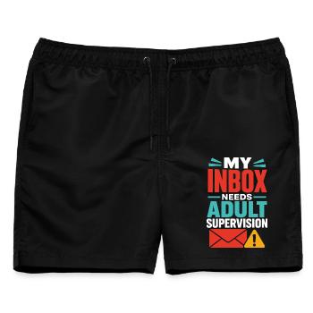Inbox Adult – E-Mail und Büro Humor - Männer Badeshorts - Schwarz - Vorne - AI Model Male 178 light (178cm)