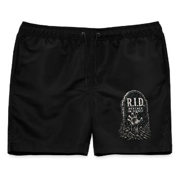 Rentner im Dienst - Männer Badeshorts - Schwarz - Vorne - AI Model Male 178 light (178cm)