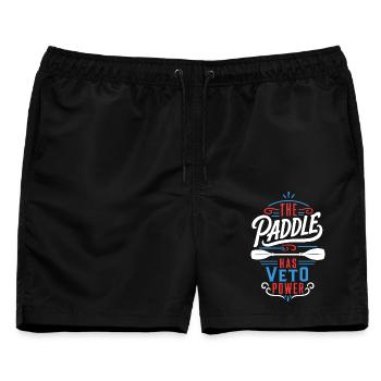 Kajak – The Paddle Has Veto Power - Männer Badeshorts - Schwarz - Vorne - AI Model Male 178 light (178cm)