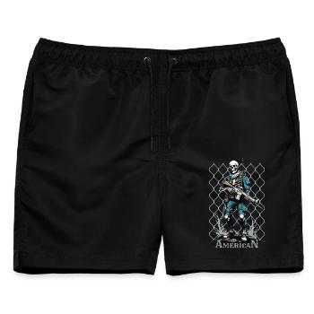 American Warrior Skelett - Männer Badeshorts - Schwarz - Vorne - AI Model Male 178 light (178cm)
