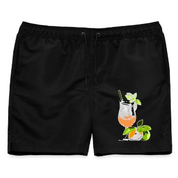 Cocktail Glas Drink mit Orange & Minze - Männer Badeshorts - Schwarz - Vorne - AI Model Male 178 light (178cm)