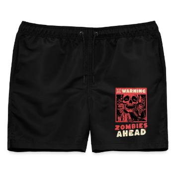 Horror - Warning Zombies Ahead - Männer Badeshorts - Schwarz - Vorne - AI Model Male 178 light (178cm)
