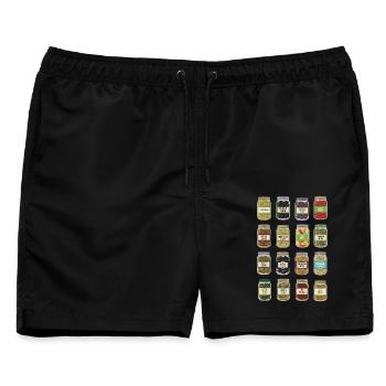 Oliven Im Glas - Männer Badeshorts - Schwarz - Vorne - AI Model Male 178 light (178cm)