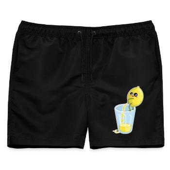 Zitrone macht Saft – Lustiger Cartoon - Männer Badeshorts - Schwarz - Vorne - AI Model Male 178 light (178cm)
