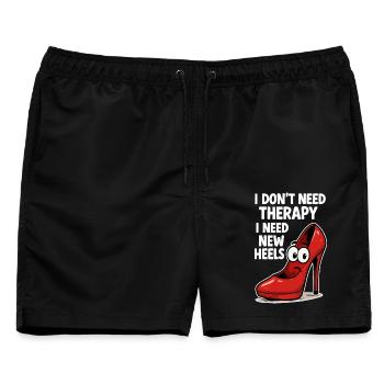 High Heels Therapy Cartoon: Comic Schuhe Spruch - Männer Badeshorts - Schwarz - Vorne - AI Model Male 178 light (178cm)