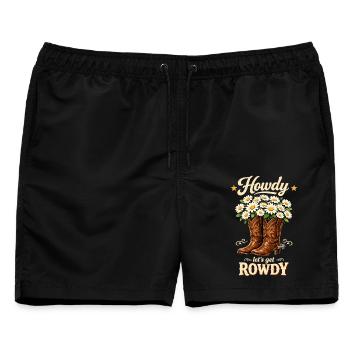 JGA Cowboy Girl Howdy Team Braut Western T-Shirt - Männer Badeshorts - Schwarz - Vorne - AI Model Male 178 light (178cm)