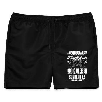 Anlagenmechaniker SHK Sanitär Heizung Handwerk - Männer Badeshorts - Schwarz - Vorne - AI Model Male 178 light (178cm)