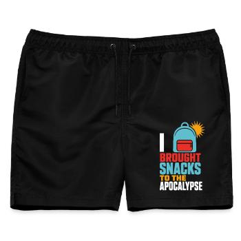 Brought Snacks to the Apocalypse – Food Humor - Männer Badeshorts - Schwarz - Vorne - AI Model Male 178 light (178cm)