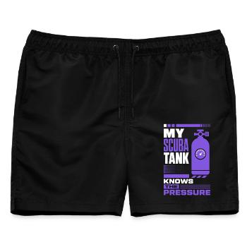 Scuba Tauchflasche unter Druck - Männer Badeshorts - Schwarz - Vorne - AI Model Male 178 light (178cm)