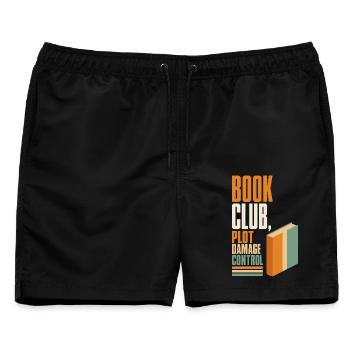 Buchclub – Plot Damage Control - Männer Badeshorts - Schwarz - Vorne - AI Model Male 178 light (178cm)