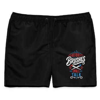Malen – Pinsel und Small Talk - Männer Badeshorts - Schwarz - Vorne - AI Model Male 178 light (178cm)