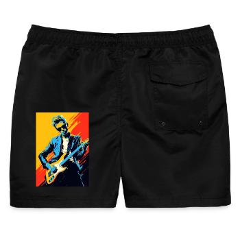 Pop-Art-Rocker - Männer Badeshorts - Schwarz - Hinten - AI Model Male 178 light (178cm)