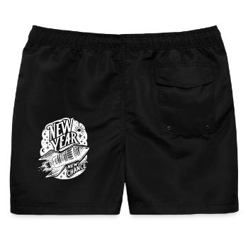 new year rakete silvester new beginning new chance - Männer Badeshorts - Schwarz - Hinten - AI Model Male 178 light (178cm)