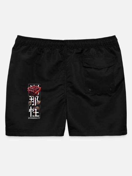 Ephemerality Rose Japanische Schrift Soft Grunge - Männer Badeshorts - Schwarz