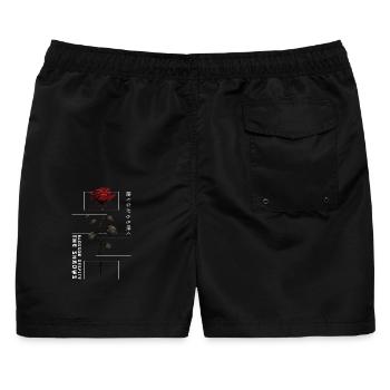 Blossom Despite The Shadow Rose Japanische Schrift - Männer Badeshorts - Schwarz - Hinten - AI Model Male 178 light (178cm)
