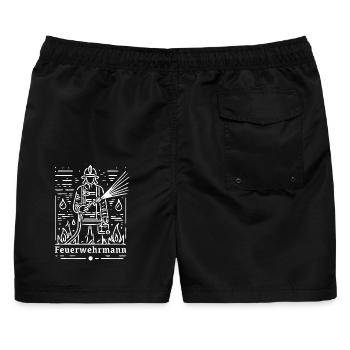 feuerwehrmann freiwillige feuerwehr verein feuer - Männer Badeshorts - Schwarz - Hinten - AI Model Male 178 light (178cm)