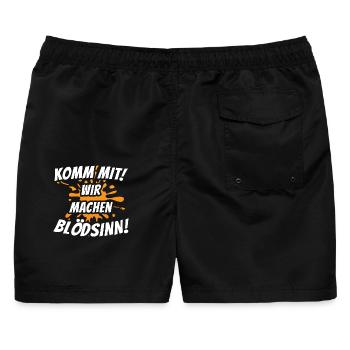 Komm mit! Wir machen Blödsinn! - Männer Badeshorts - Schwarz - Hinten - AI Model Male 178 light (178cm)