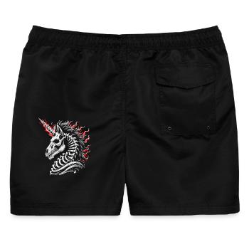 Flammendes Skelettross - Männer Badeshorts - Schwarz - Hinten - AI Model Male 178 light (178cm)